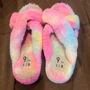 Mix No. 6 Pink and Multicolor Fuzzy Slippers
